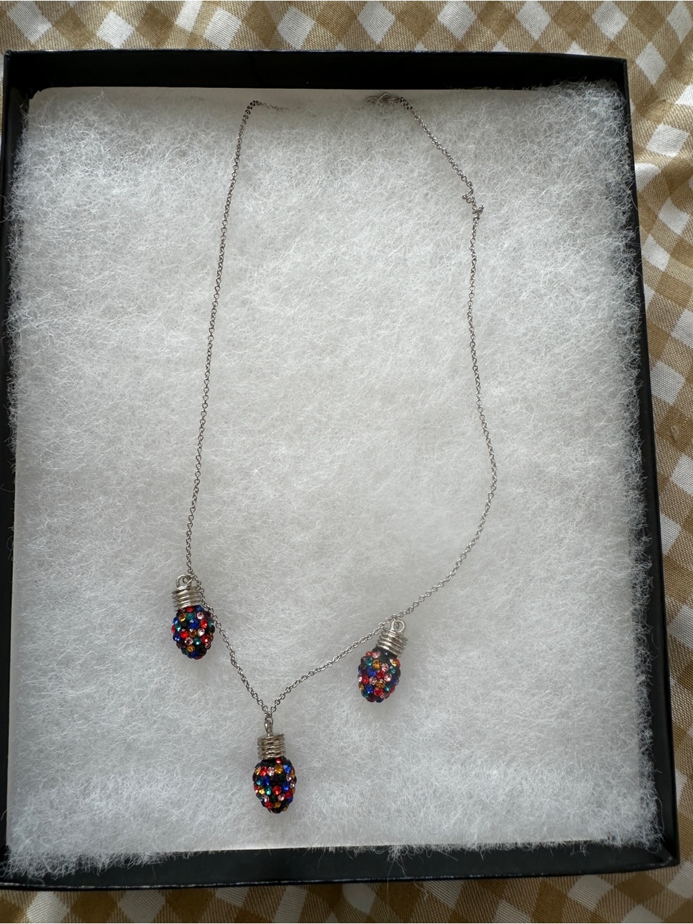 Multicolor Crystal Drop Necklace and Matching Earrings Set